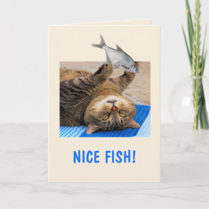 Cat And Fish Birthday Card