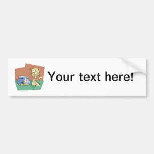 Cat and fish bowl clipart bumper sticker