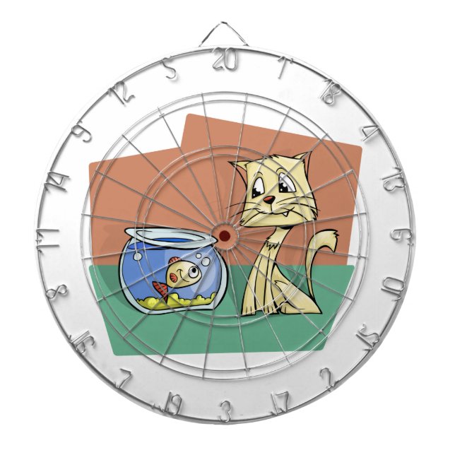 Cat and fish bowl clipart dartboard (Front)