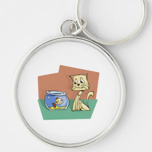 Cat and fish bowl clipart key ring