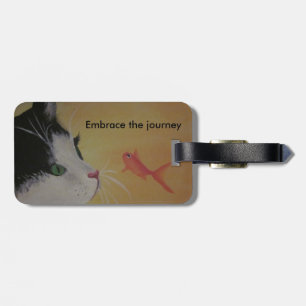 cat and fish luggage tag