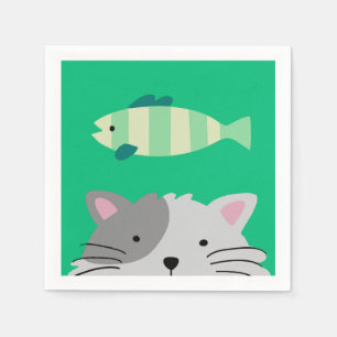 Cat and Fish Napkin