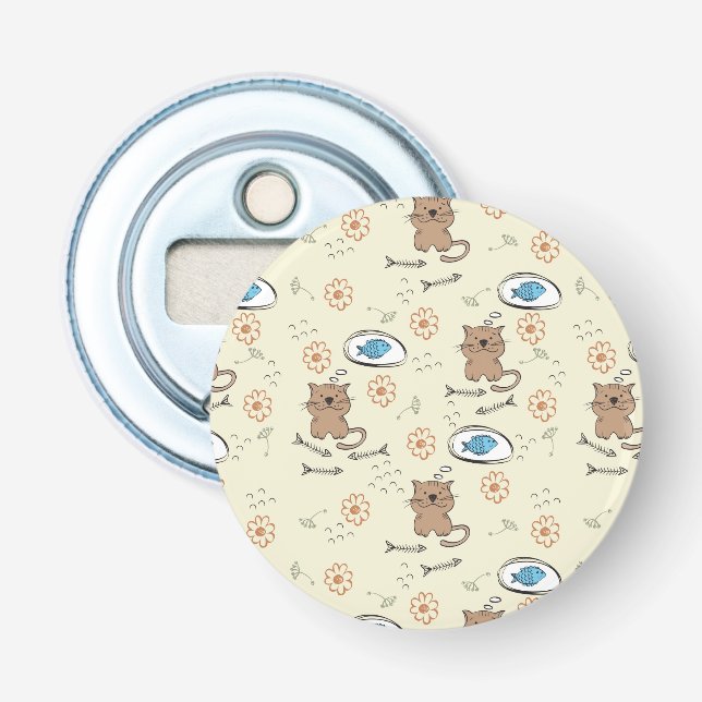 cat and fish pattern bottle opener (Front)