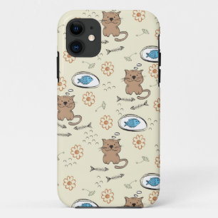 cat and fish pattern iPhone 11 case