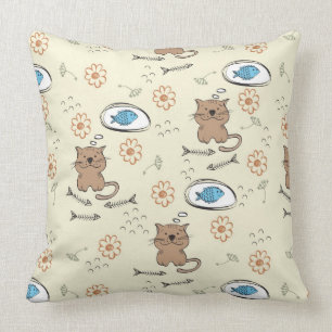 cat and fish pattern cushion