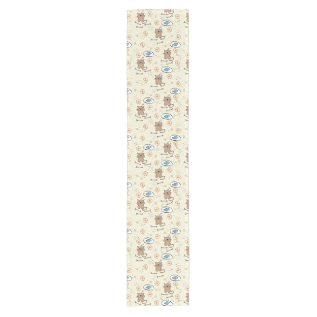 cat and fish pattern short table runner (Front)