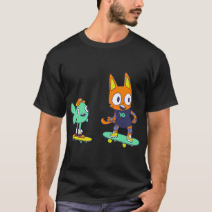 Cat and Fish Skateboarding T-Shirt