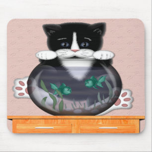 Cat and Fishbowl Mousepad