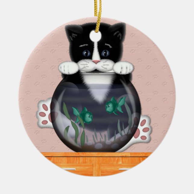 Cat and Fishbowl Ornament (Front)
