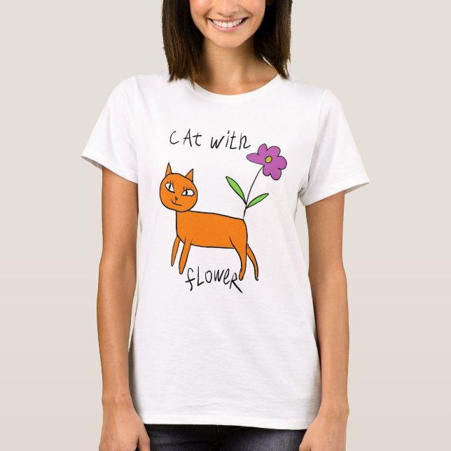 Cat and flower T-Shirt (Front)