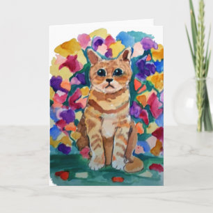 Cat and Flowers Card