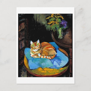 Cat and Flowers in Vase, Suzanne Valadon Postcard