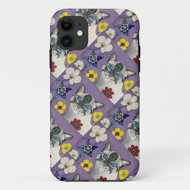 Cat And Flowers iPhone / iPad case (Back)