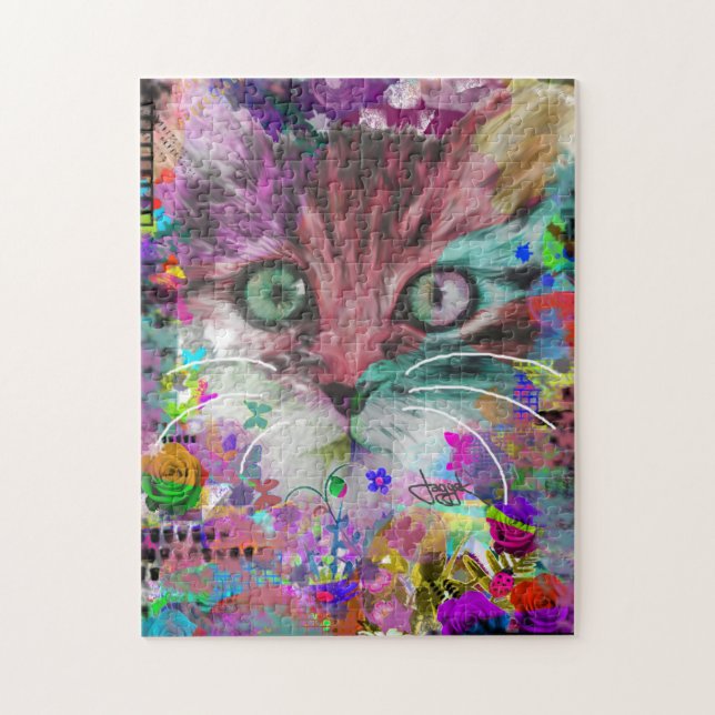 Cat And Flowers Jigsaw Puzzle (Vertical)