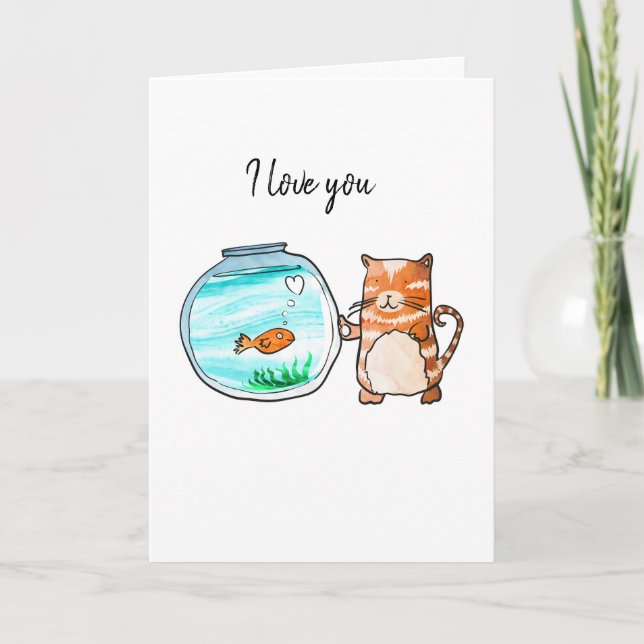 Cat and goldfish  card (Front)