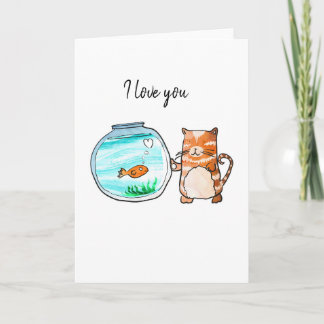 Cat and goldfish  card