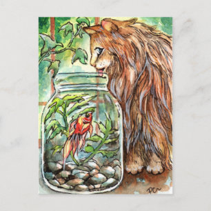 Cat and Goldfish Postcard