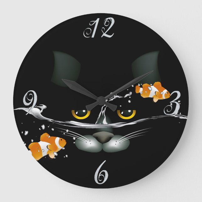 Cat and Goldfish  Wall Clock (Front)