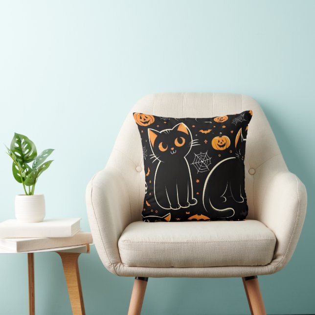 CAT AND HALLOWEEN CUSHION (Chair)