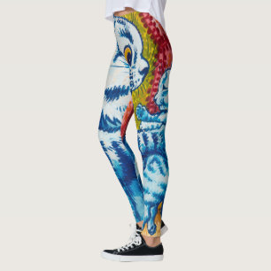 Cat and her Kittens by Louis Wain Leggings