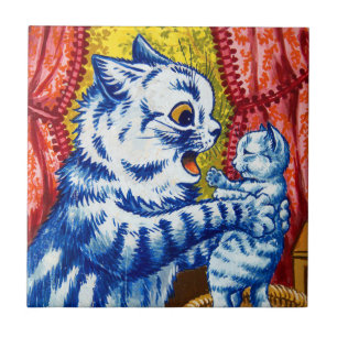 Cat and Her Kittens Ceramic Tile