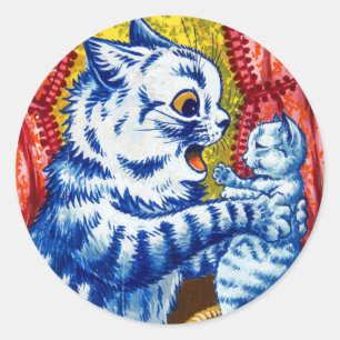 Cat and Her Kittens Classic Round Sticker