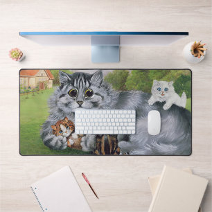 Cat and her Kittens, Louis Wain Desk Mat