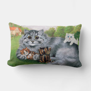 Cat and her Kittens, Louis Wain Lumbar Cushion