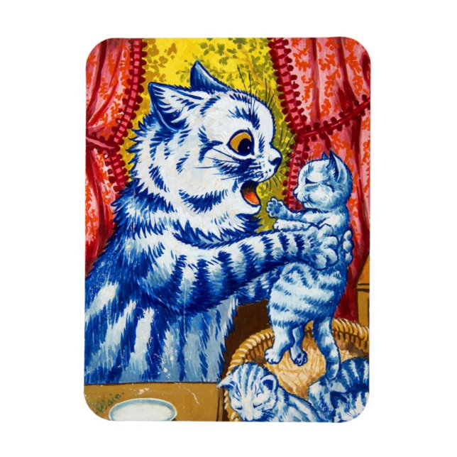 Cat and Her Kittens Magnet (Vertical)