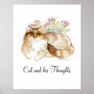 Cat and his Thoughts Poster