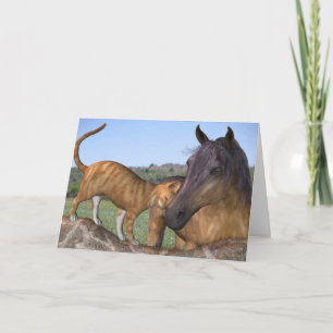 Cat and Horse Customisable Greeting Card