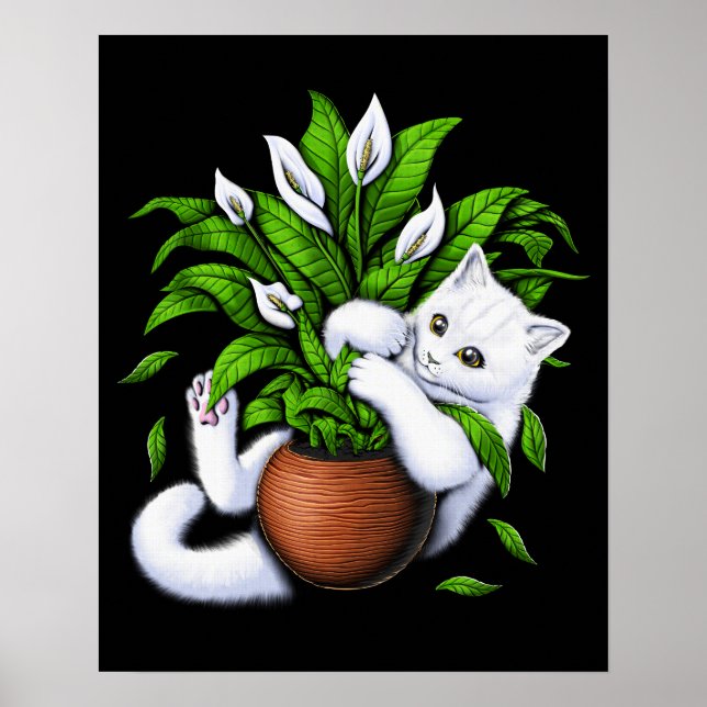 Cat and House Plants Poster (Front)
