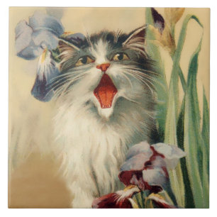 “Cat and Irises” by Maurice Boulanger Ceramic Tile