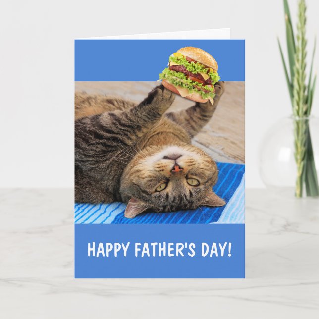 Cat And Junk Food Father's Day Card (Front)