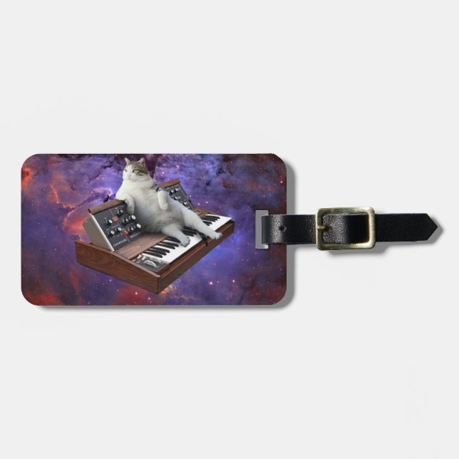 Cat and keyboard luggage tag (Front Horizontal)