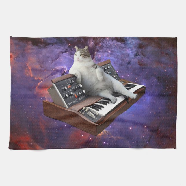 Cat and keyboard tea towel (Horizontal)