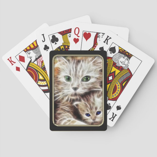 Cat and Kitten Fractal Art Playing Cards (Back)