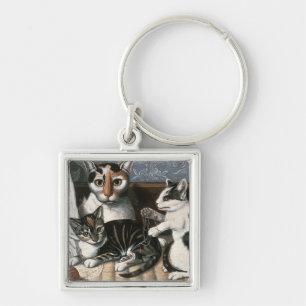 Cat and Kittens, c.1872-1883 Key Ring