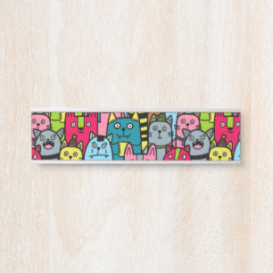 Cat and kittens door sign