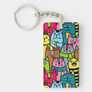 Cat and kittens key ring