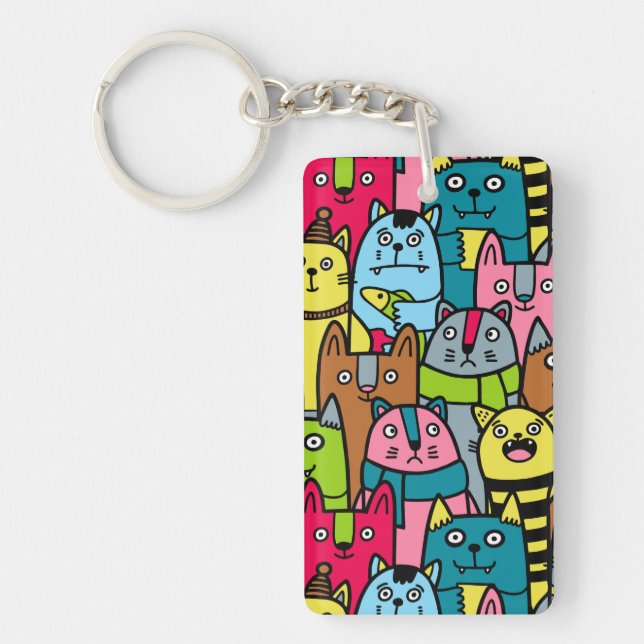 Cat and kittens key ring (Front)