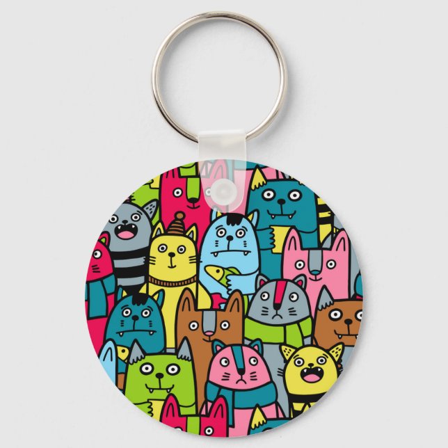 Cat and kittens key ring (Front)