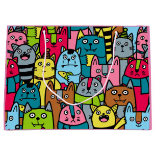 Cat and kittens large gift bag