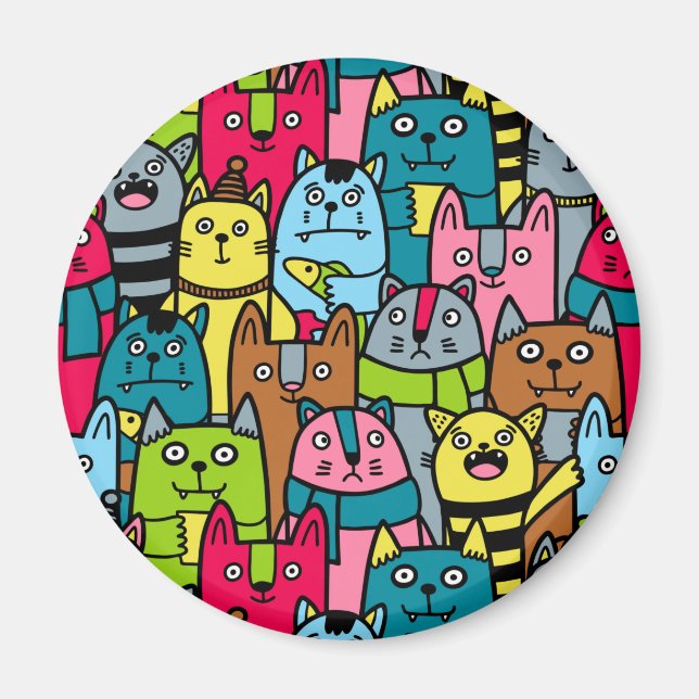 Cat and kittens magnet (Front)