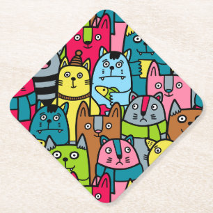 Cat and kittens paper coaster