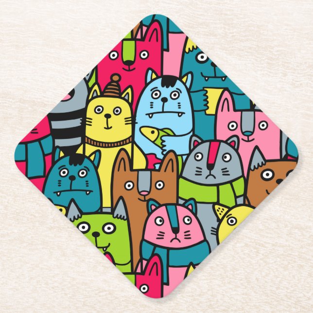 Cat and kittens paper coaster (Front)