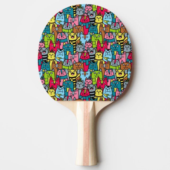 Cat and kittens ping pong paddle (Front)