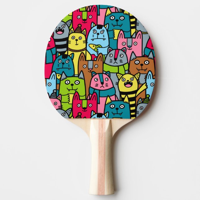 Cat and kittens ping pong paddle (Front)