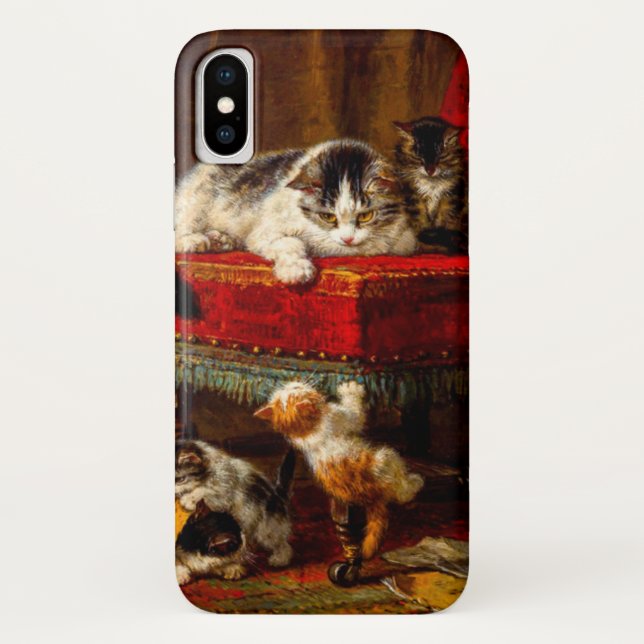 Cat and Kittens Playing with Chair Case-Mate iPhone Case (Back)