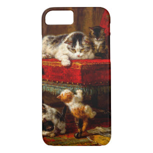 Cat and Kittens Playing with Chair iPhone 8/7 Case